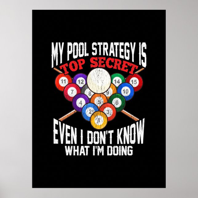 Billiards Player | My Pool Strategy Is Top Secret Poster (Front)