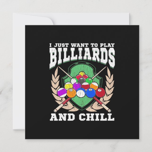 Billiards Player | Play Billiards And Chill Invitation (Front)