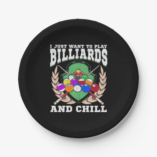 Billiards Player | Play Billiards And Chill Paper Plates (Front)