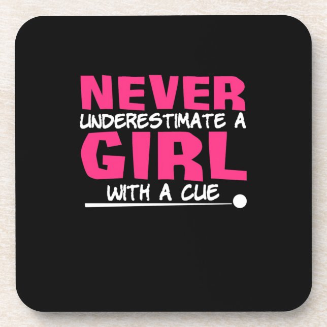 Billiards Player | Pool Billiards Girl With A Cue Beverage Coaster (Front)