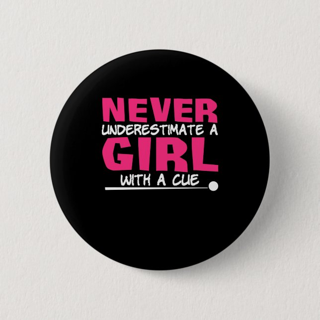 Billiards Player | Pool Billiards Girl With A Cue Button (Front)