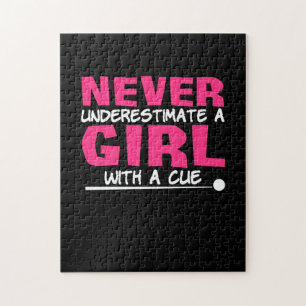 Billiards Player Pool Billiards Girl With A Cue Jigsaw Puzzle