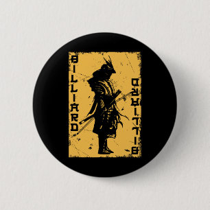 Billiards Player Samurai Japan Warrior Snooker Poo Button