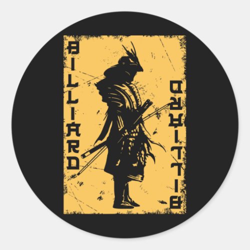 Billiards Player Samurai Japan Warrior Snooker Poo Classic Round Sticker