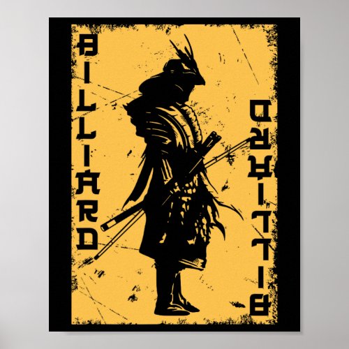 Billiards Player Samurai Japan Warrior Snooker Poo Poster