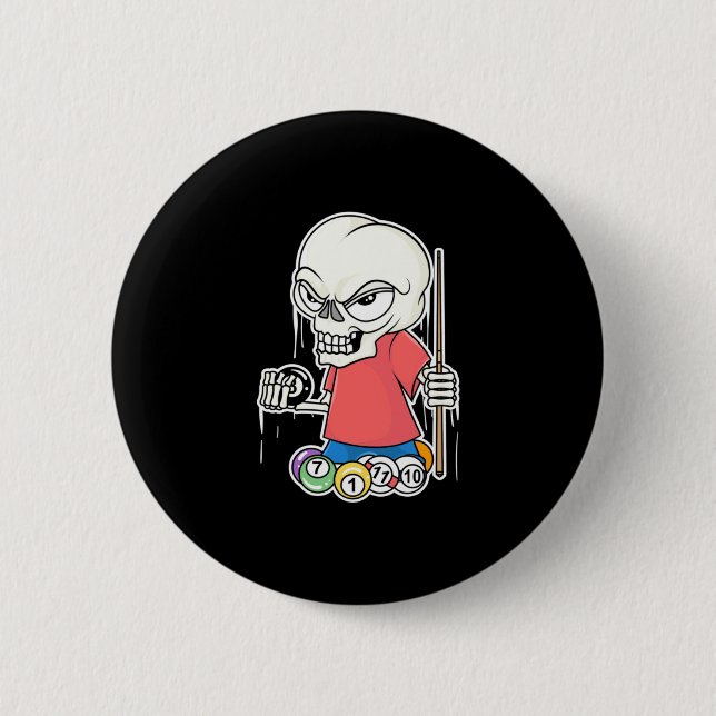 Billiards Player | Skull Billiard Player Button (Front)