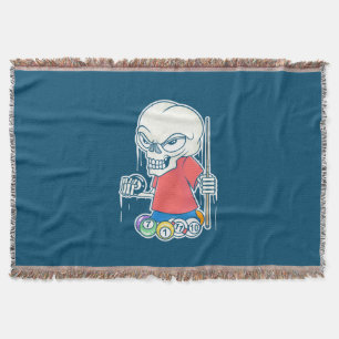 Billiards Player Skull Billiard Player Throw Blanket