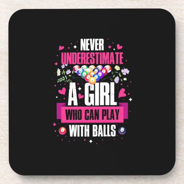 Billiards Player This Girl Can Play Pool Billiards Beverage Coaster (Front)