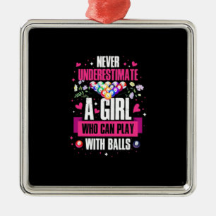Billiards Player This Girl Can Play Pool Billiards Metal Ornament
