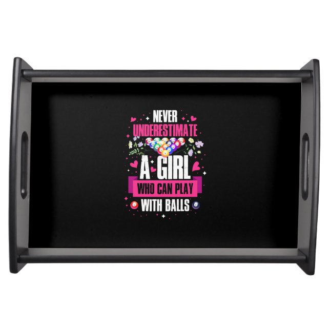 Billiards Player This Girl Can Play Pool Billiards Serving Tray (Front)