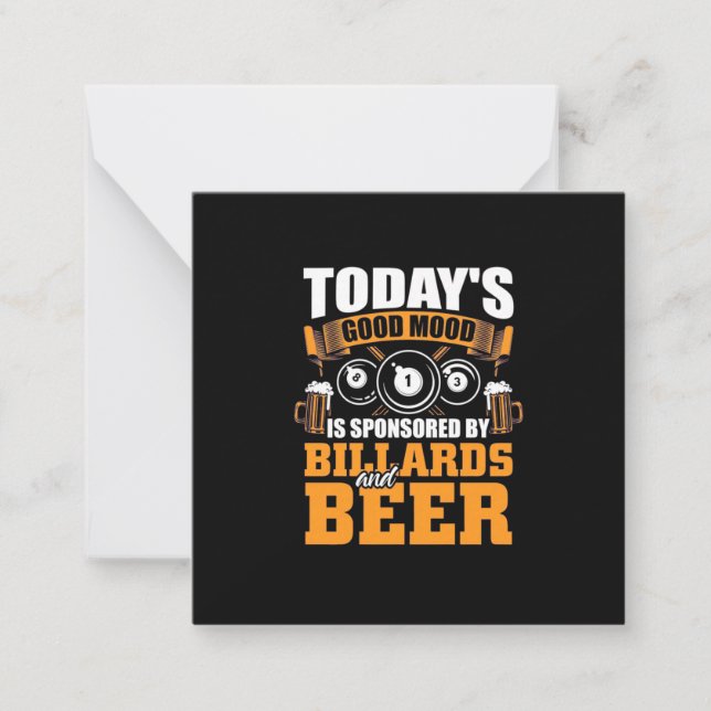 Billiards Player | Today Billiards And Beer Note Card (Front)