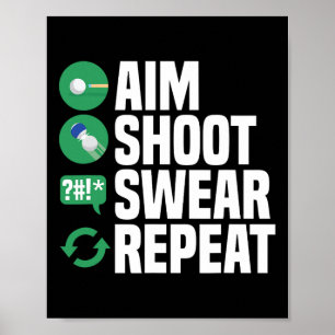 Billiards Pool Aim Shoot Swear Funny Poster
