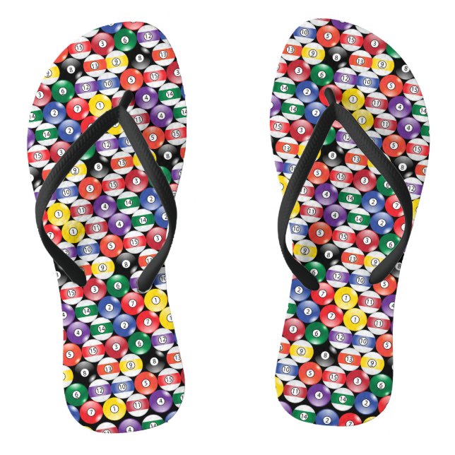 Billiards Pool Ball Pattern Flip Flops (Footbed)