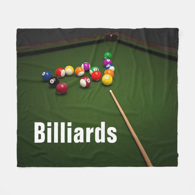 Billiards Pool Balls and Pool Table Fleece Blanket (Front (Horizontal))