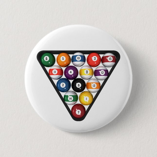 Billiards / Pool Balls Racked: Button (Front)