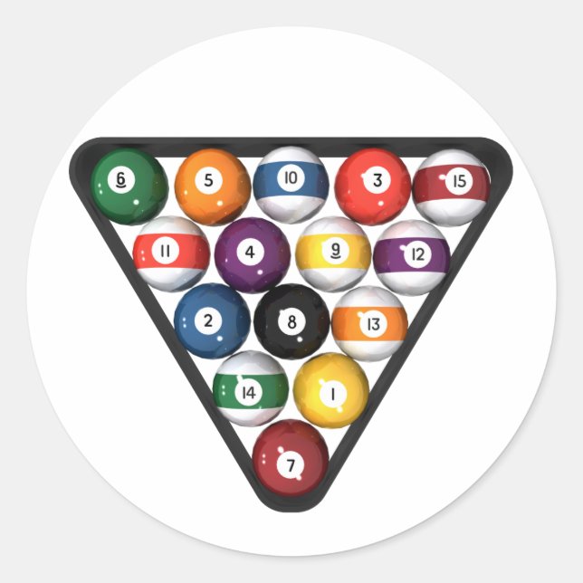 Billiards / Pool Balls Racked: Classic Round Sticker (Front)
