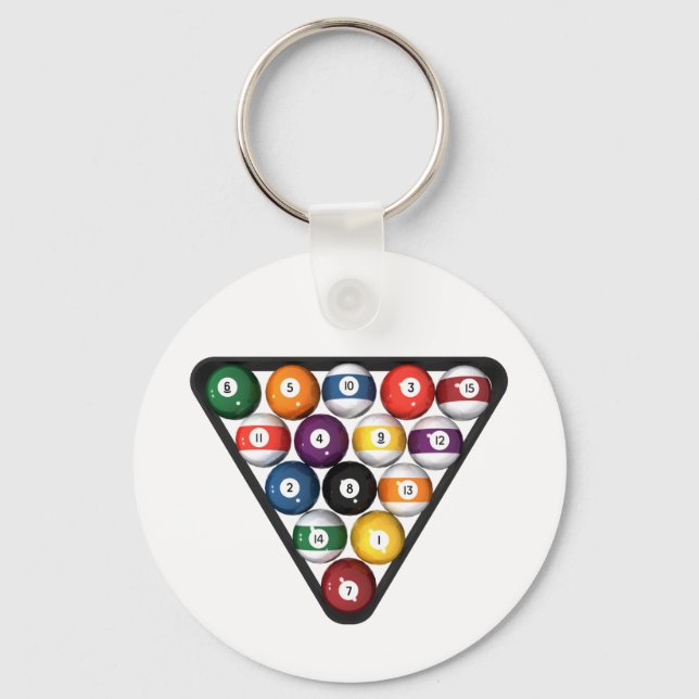Billiards / Pool Balls Racked: Keychain (Front)