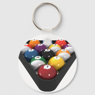 Billiards / Pool Balls Racked: Keychain