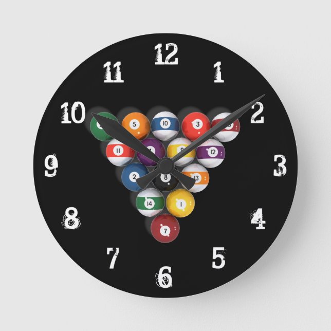 Billiards / Pool Balls: Wall Clock (Front)
