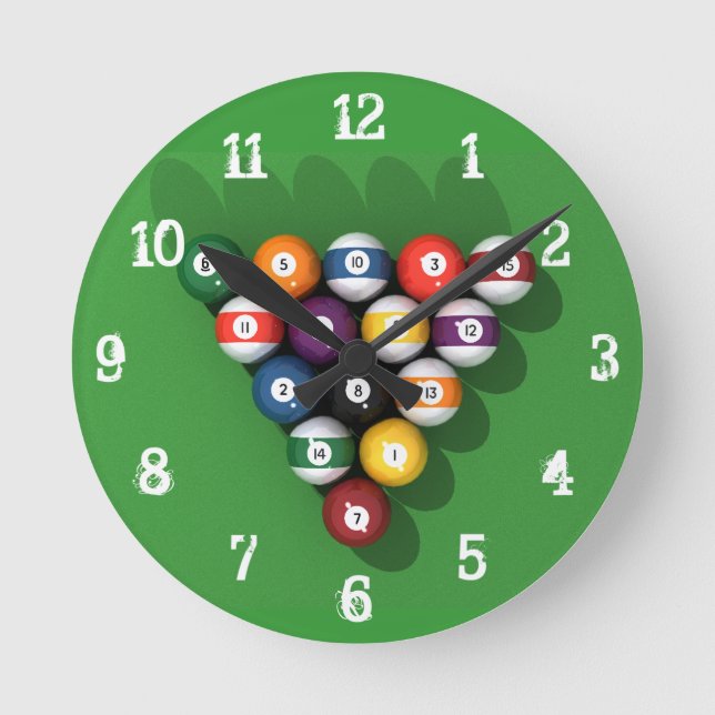 Billiards / Pool Balls: Wall Clock (Front)