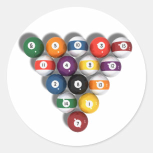 Billiards / Pool Balls with Drop Shadow: Classic Round Sticker