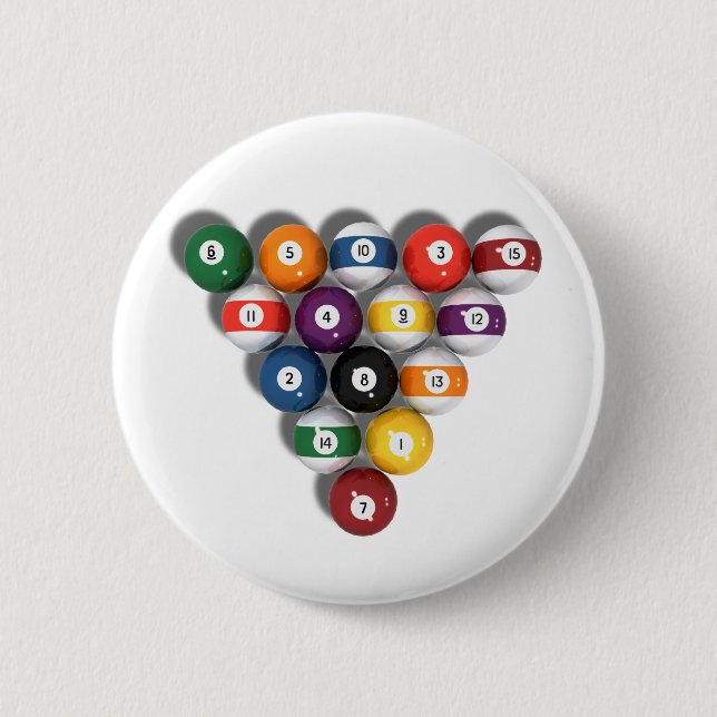 Billiards / Pool Balls with Drop Shadow: Pinback Button (Front)