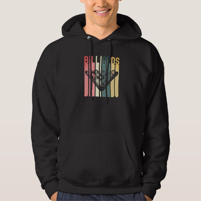 Billiards Pool Bar Sports Retro 8 Ball Stick Playe Hoodie (Front)
