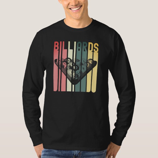 Billiards Pool Bar Sports Retro 8 Ball Stick Playe T-Shirt (Front)