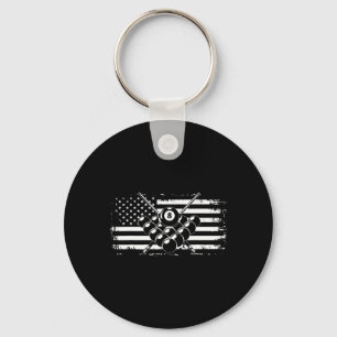 Billiards Pool Billiards American Flag Gift  Keychain