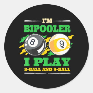 Billiards Pool Billiards I Am Bipooler 9 Ball Classic Round Sticker