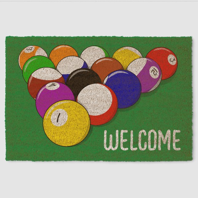 Billiards Pool Design Coir DoorMat Fiber Doormat (Front)