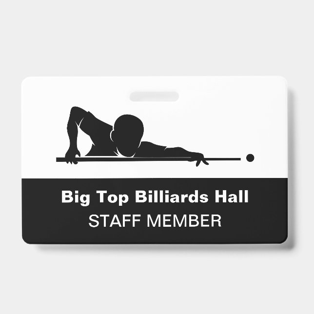 Billiards Pool Hall And Event Staff Member Budget Badge (Front)