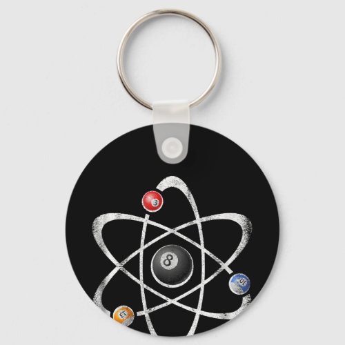 Billiards Pool Hall Sport Atom Science Keychain