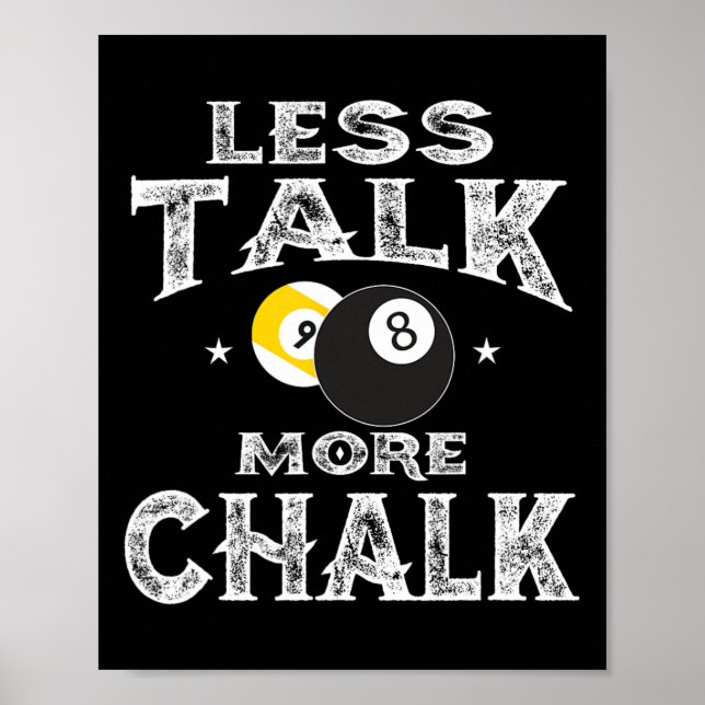 Billiards Pool - Less Talk More Chalk  Poster (Front)