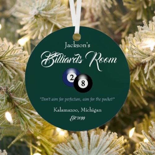 Billiards Pool Man Cave Christmas Ornament