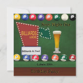 Billiards Pool Mans Birthday Party Night Beer Invitation (Front)