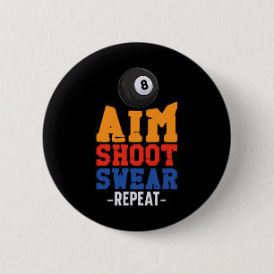 Billiards Pool Player Ball 8 Ball Vintage Aim Shoo Button