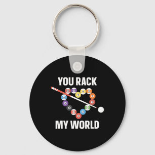 Billiards Pool Player Ball Pun Heart Valentines Da Keychain