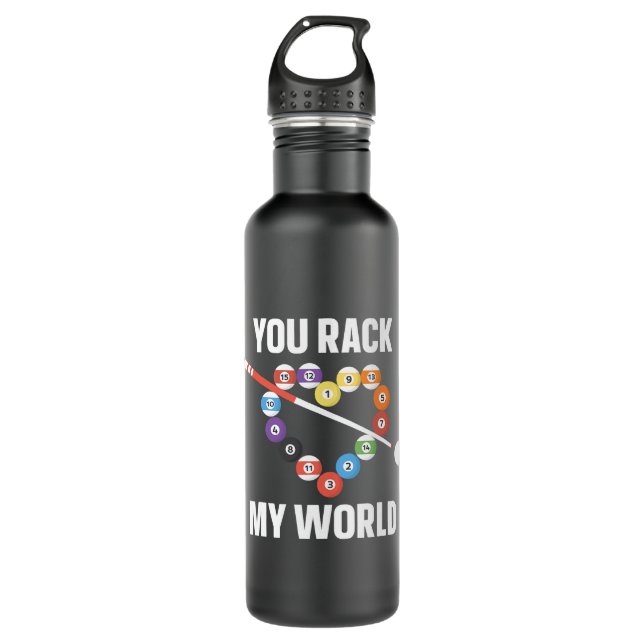 Billiards Pool Player Ball Pun Heart Valentines Da Stainless Steel Water Bottle (Front)