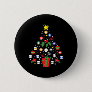 Billiards Pool Player Christmas Ornament Tree Funn Button