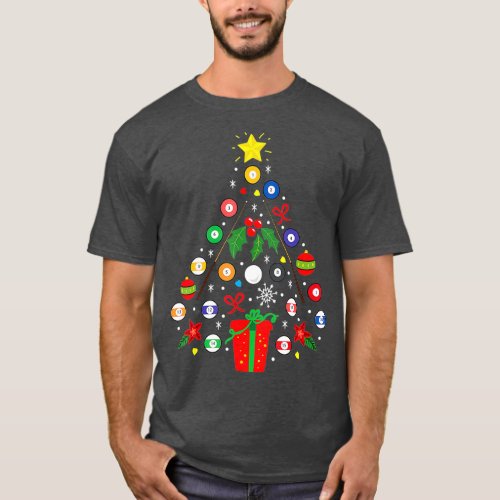 Billiards Pool Player Christmas Ornament Tree T_Shirt