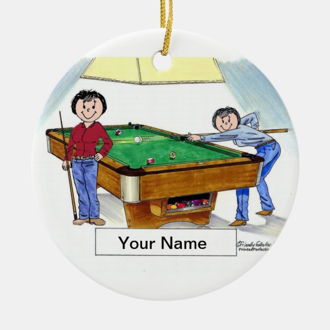 Billiards, Pool Player - Female & Female Ceramic Ornament (Front)