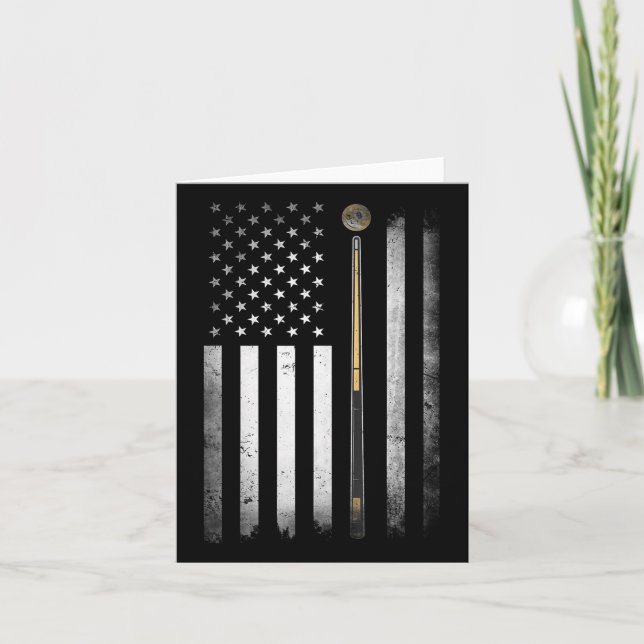 Billiards Pool Player Table Usa Us American Flag  Card (Front)
