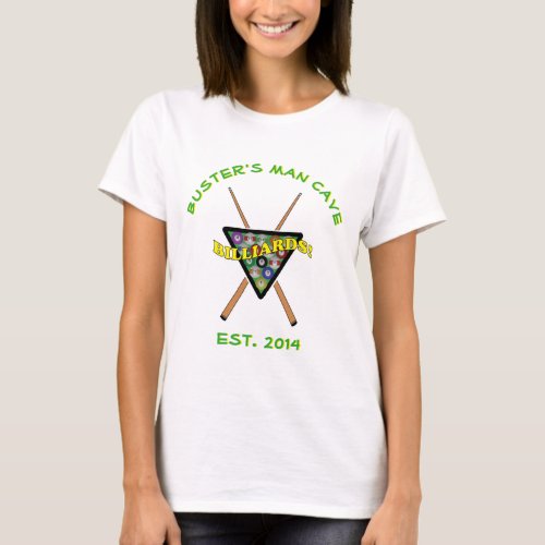 Billiards Pool Room Rules with Logo Front T_Shirt