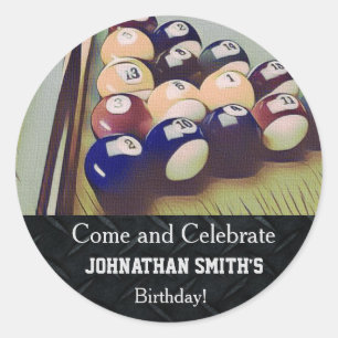 Billiards Pool Rugged Birthday Stickers