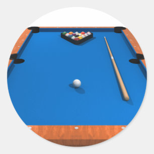 Billiards / Pool Table: Blue Felt: Classic Round Sticker