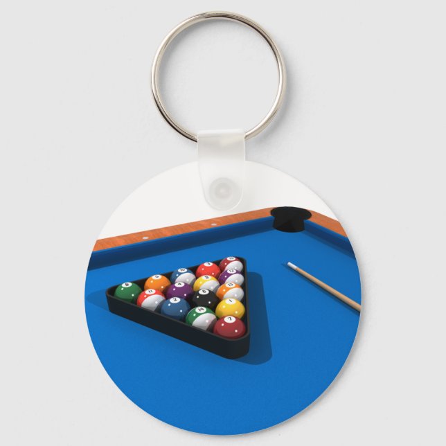 Billiards / Pool Table: Blue Felt: Keychain (Front)
