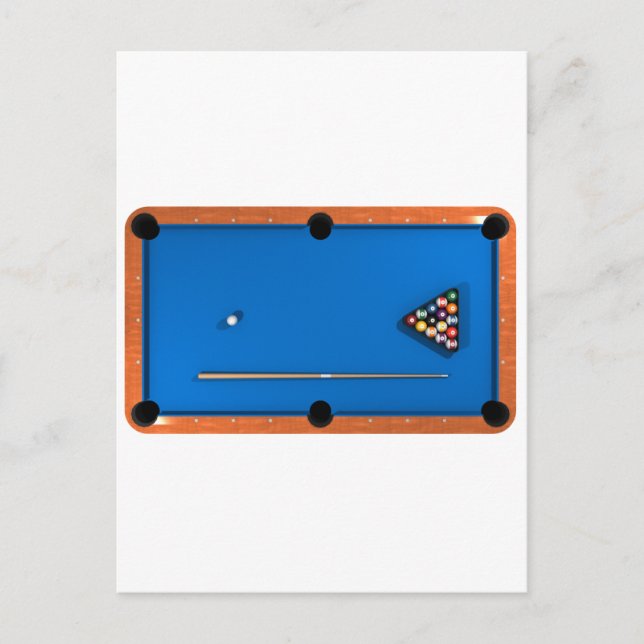 Billiards / Pool Table: Blue Felt: Postcard (Front)