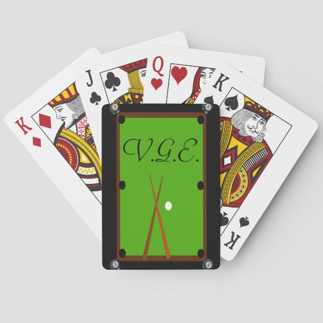 Billiards Pool Table Monogram Poker Cards (Back)