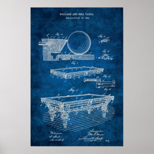 Billiards Pool Table Patent Art #5 Rec Room Decor